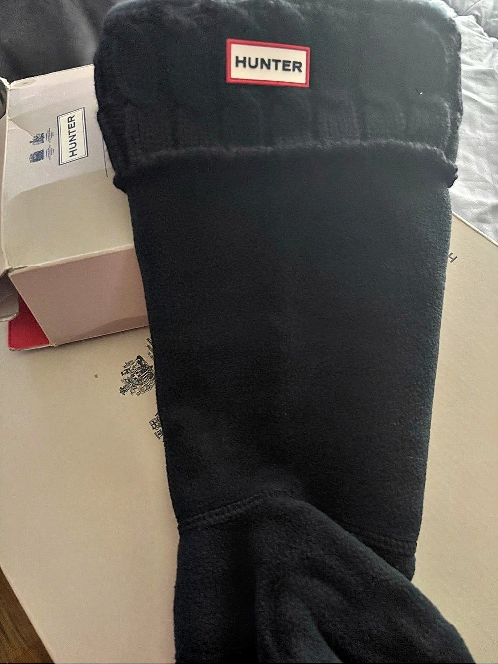 Hunter Original Tall Fleece Boot Socks Black Medium